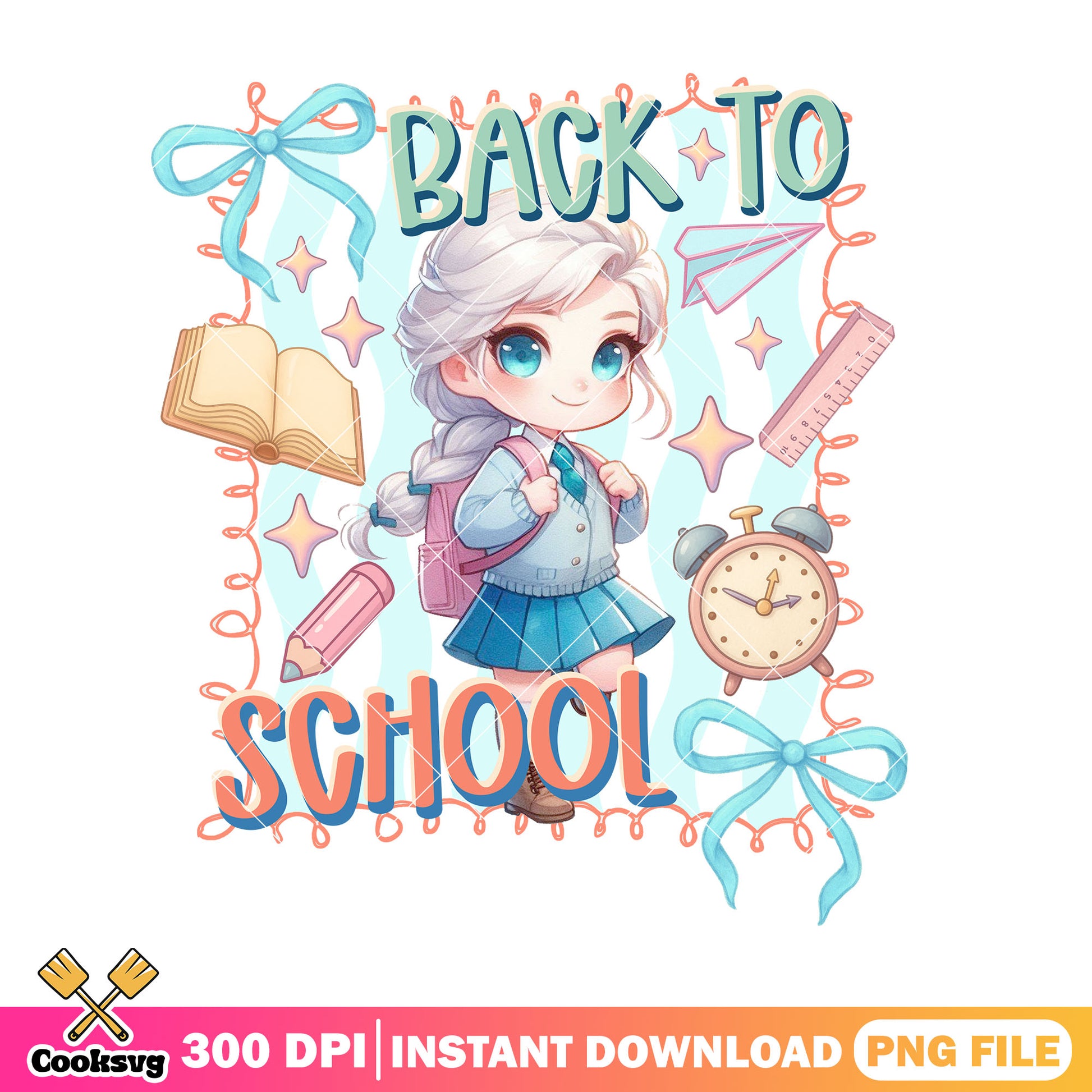 Disney elsa chibi png, disney princess png, back to school art png