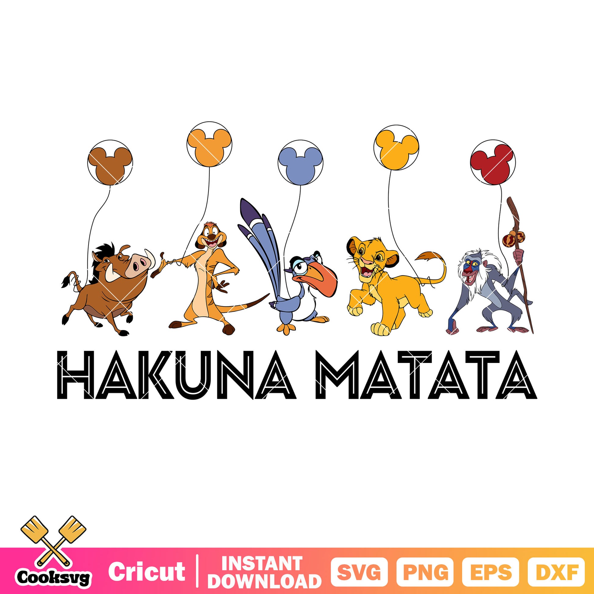 Disney hakuma matata mickey ballon svg, hakuma matata svg, disney lion king svg