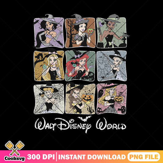 Disney halloween artwork png, horror halloween png, disney princess png