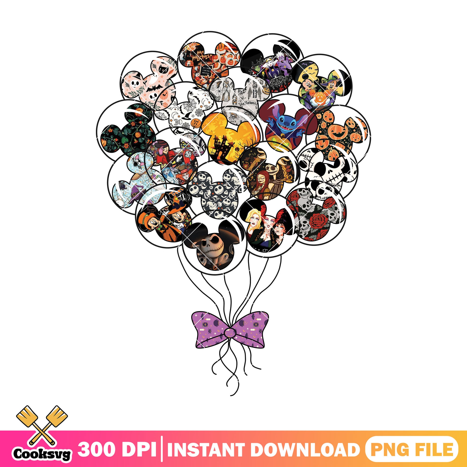 Disney halloween balloons png, disney halloween png, scary cartoon png