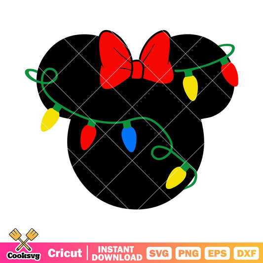 Disney head minnie christmas lights svg