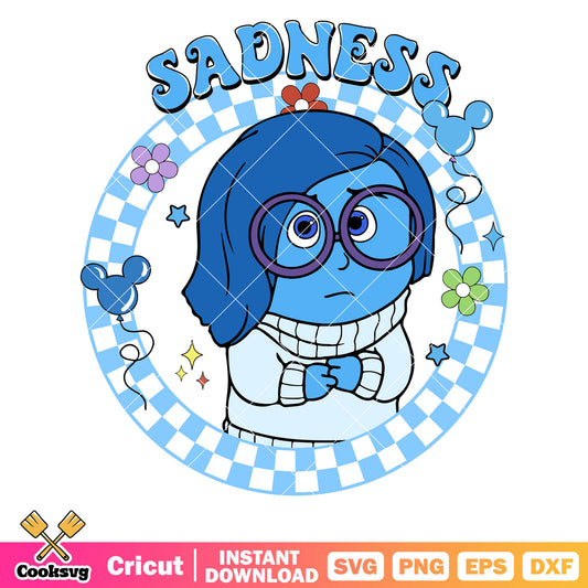 Disney inside out 2 sadness svg, sadness inside out​ svg