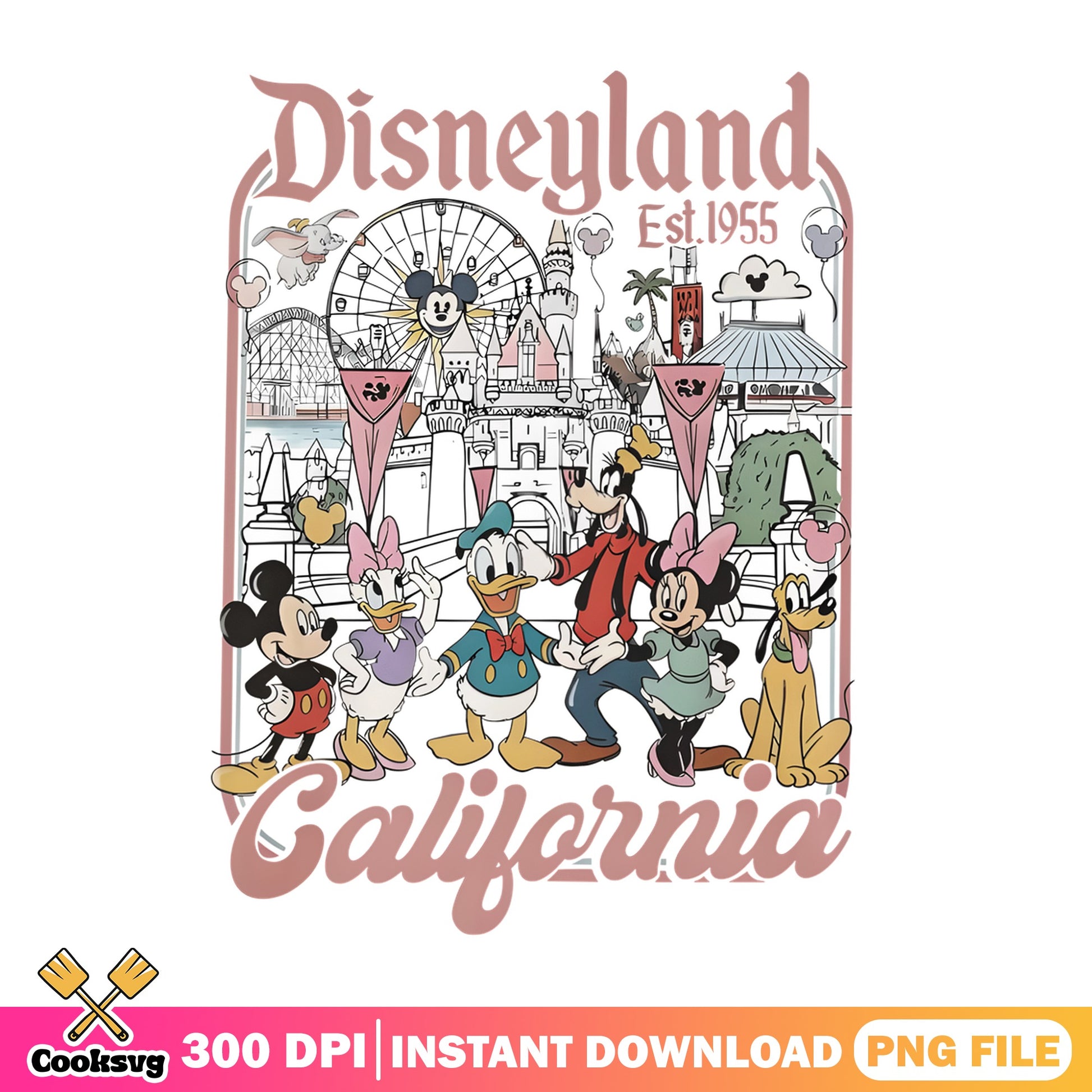 Disneyland California Est 1955 PNG, Mickey And Friends PNG