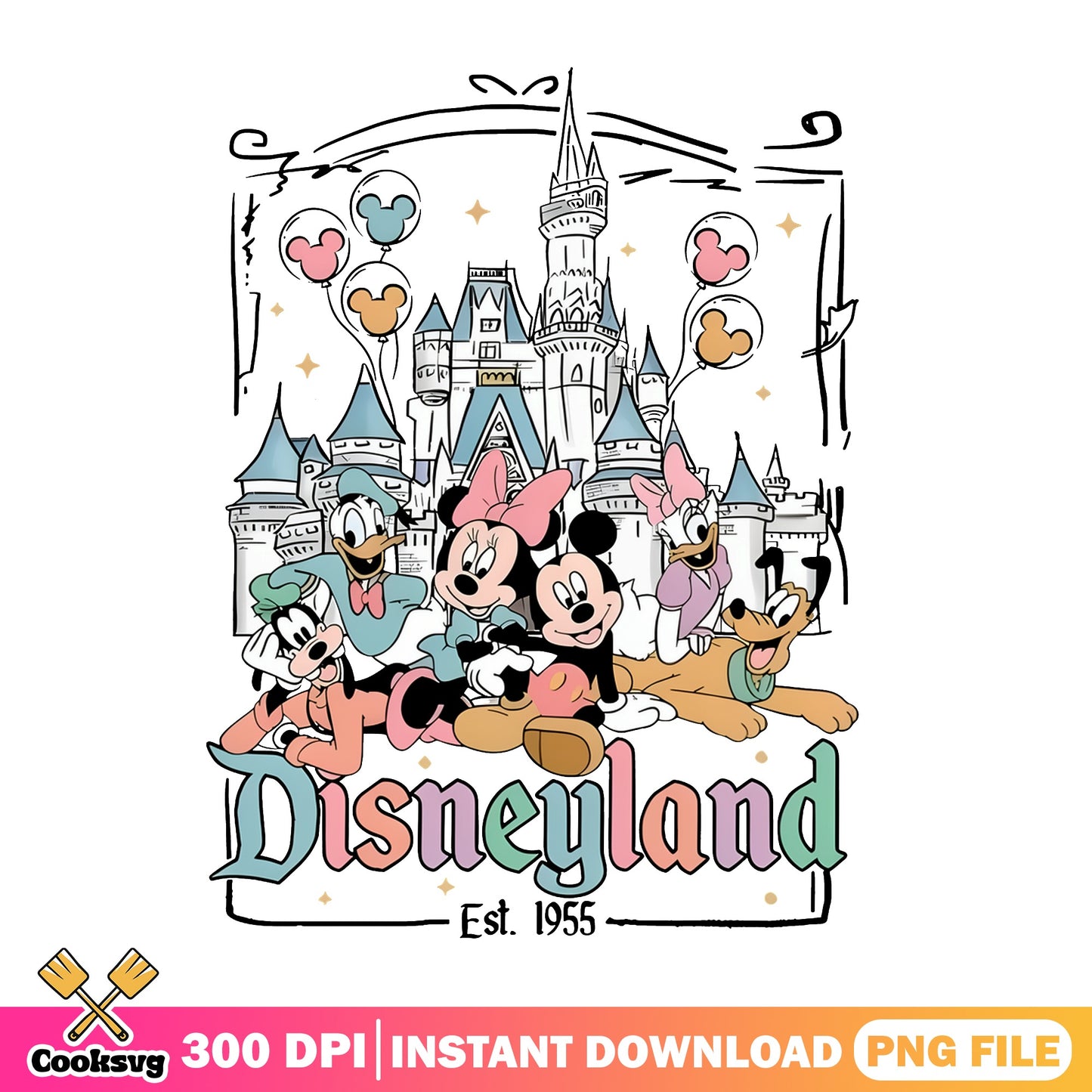 Disneyland Est 1955 Mickey And Friends PNG, Disney Castle PNG, Disney Trip PNG