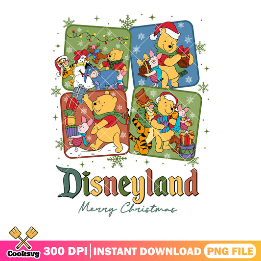 Disneyland christmas png, disney christmas png, winnie the pooh png