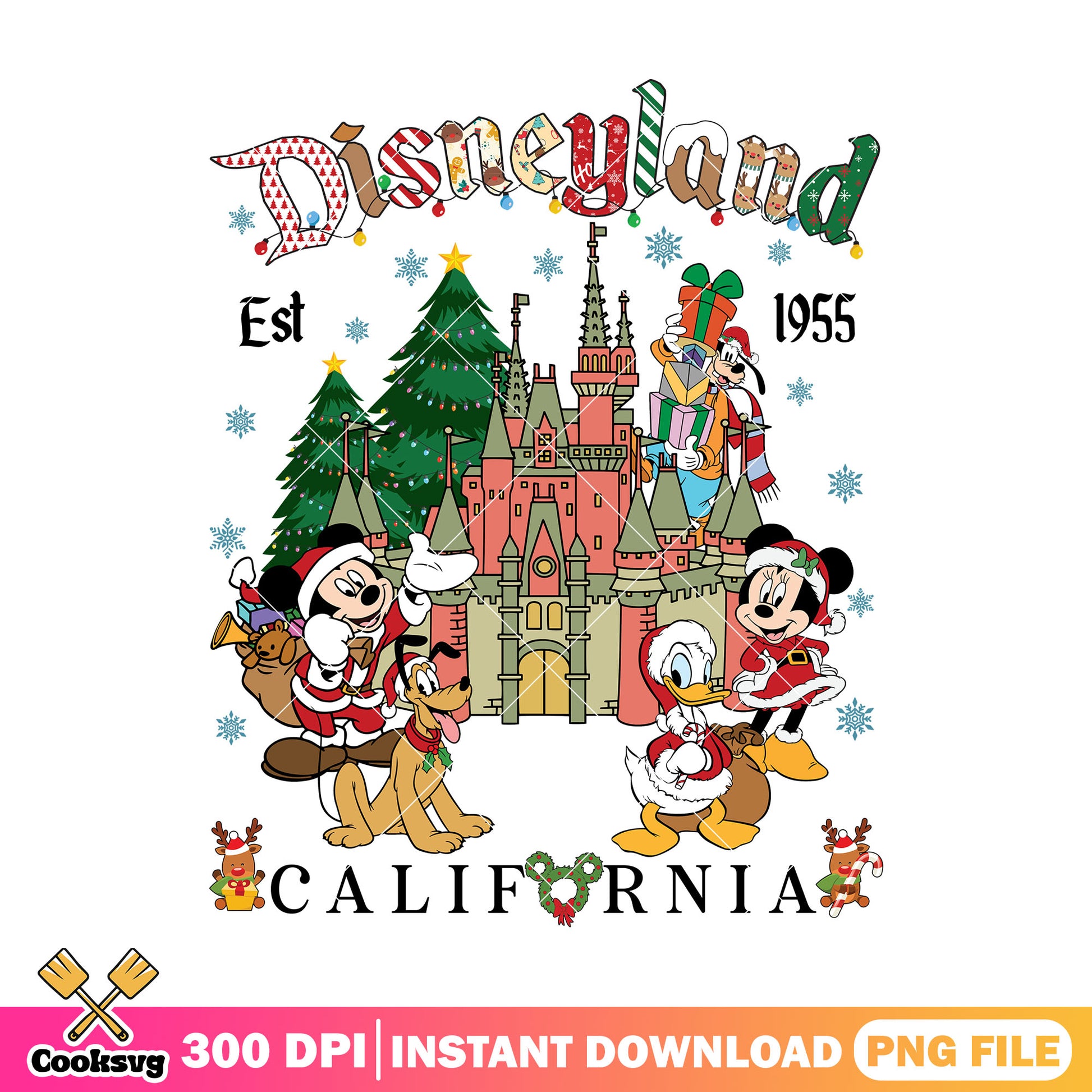 Mickey christmas Disneyland est 1955 png