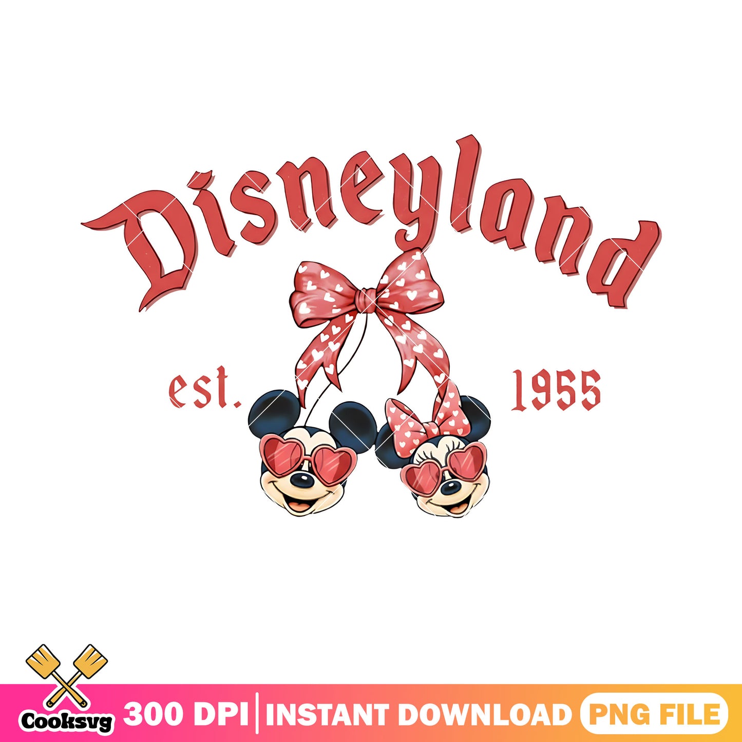 Disneyland valentine png, mickey and minnie png, heart sunglasses png
