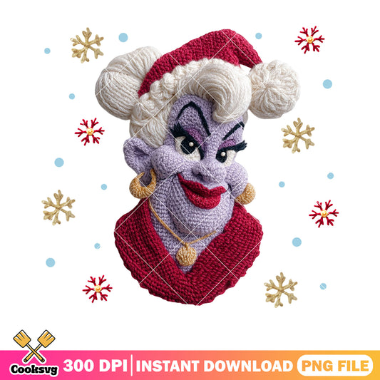 Disney little mermaid xmas png, ursula png, disney christmas png
