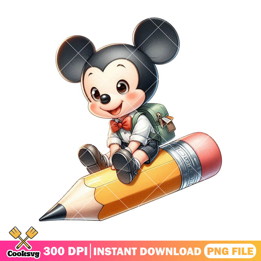 Disney mickey big pencil png, mickey cute png, going back to school png