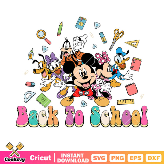 Disney mickey friends back to school svg, mickey and friends svg, back to school svg