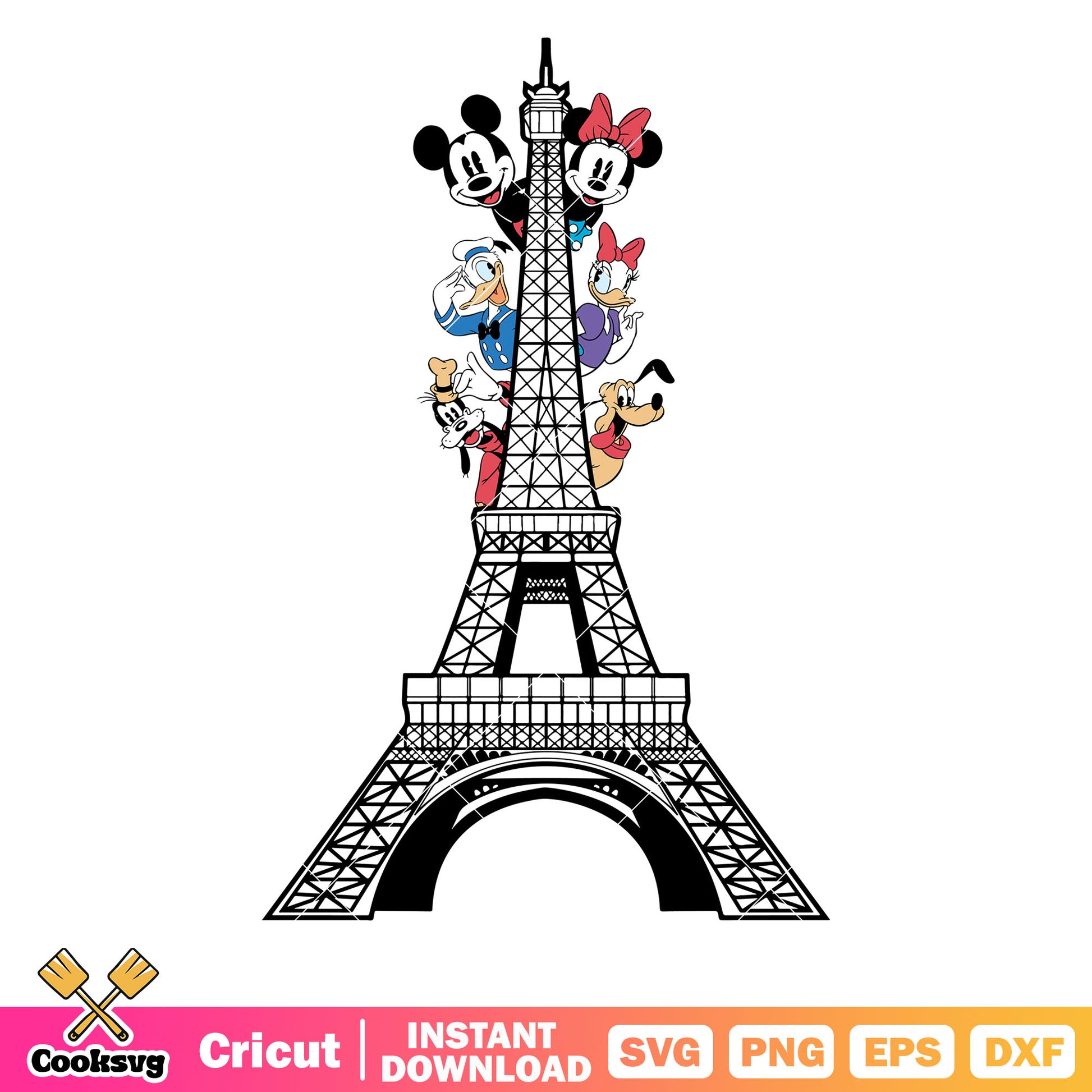 Disney mickey friends eiffel svg, mickey mouse friends svg, disney eiffel tower​ svg