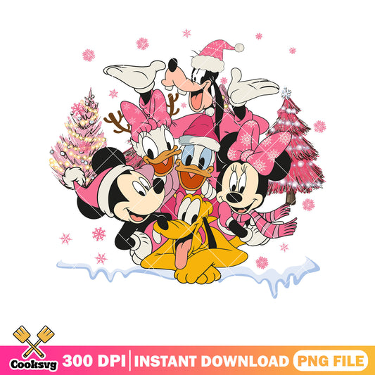 Disney mickey friends pink christmas png