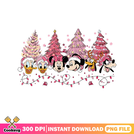 Disney mickey friends pink christmas tree png