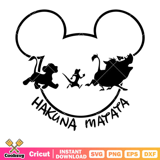 Disney mickey hakuma matata silhouette svg, hakuma matata svg, disney lion king svg