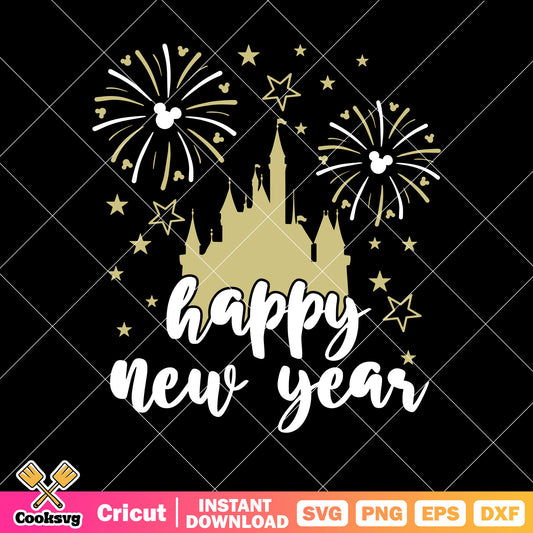 Disney mickey happy new year castle svg, disney castle svg, disney new year svg