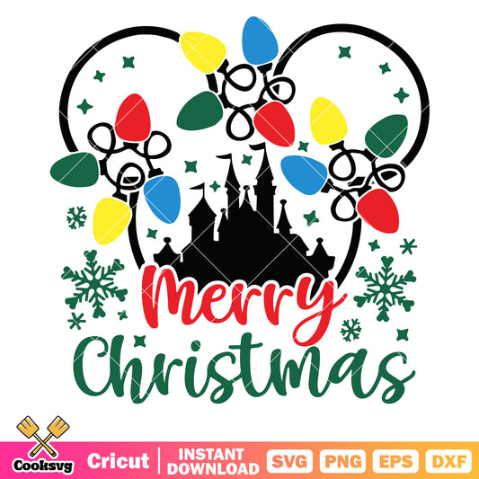 Disney mickey head merry christmas svg