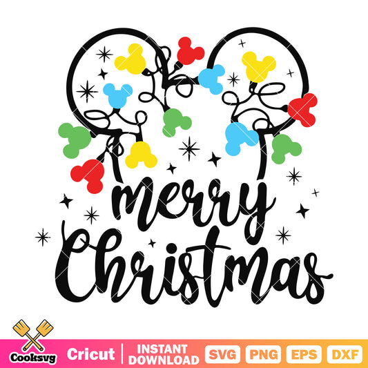 Disney mickey lights merry christmas svg
