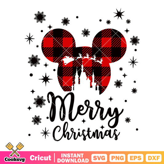 Disney mickey merry christmas plaid svg