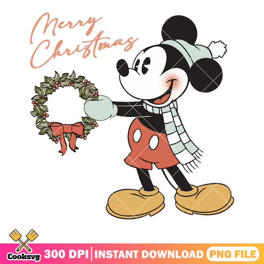 Disney mickey xmas png, mickey mouse png, christmas wreath png