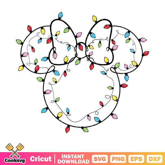 Disney minnie head light christmas svg