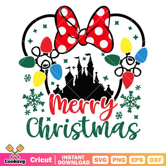 Disney minnie head merry christmas svg
