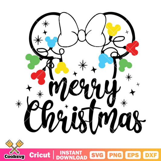Disney minnie lights merry christmas svg