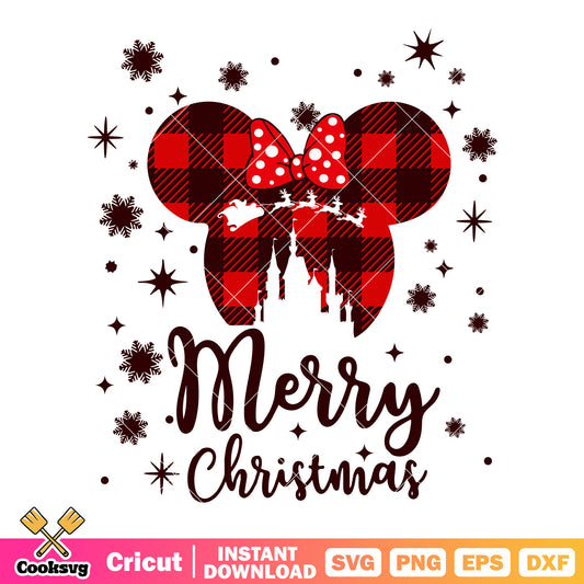 Disney minnie merry christmas plaid svg