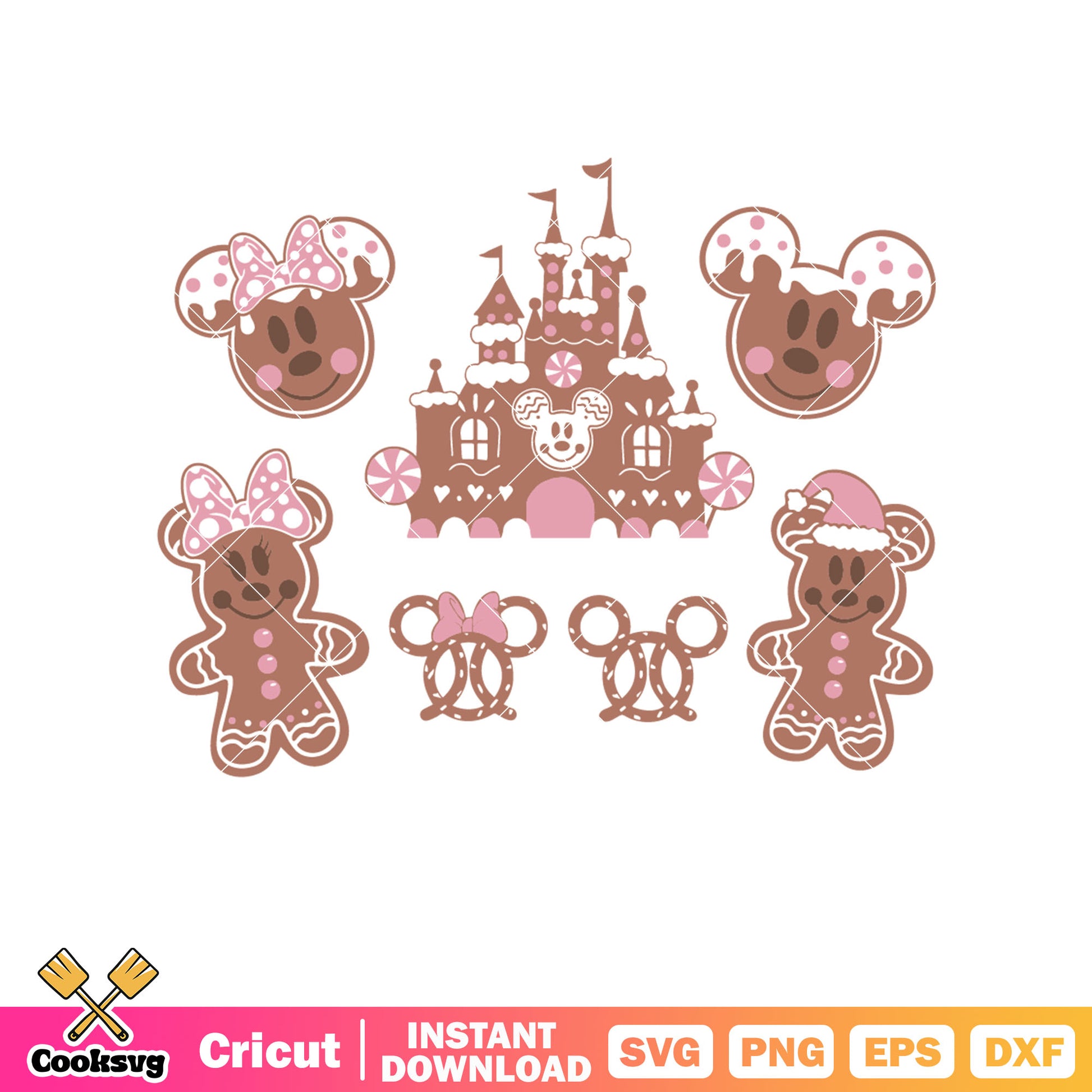 Disney mouse gingerbread castle svg