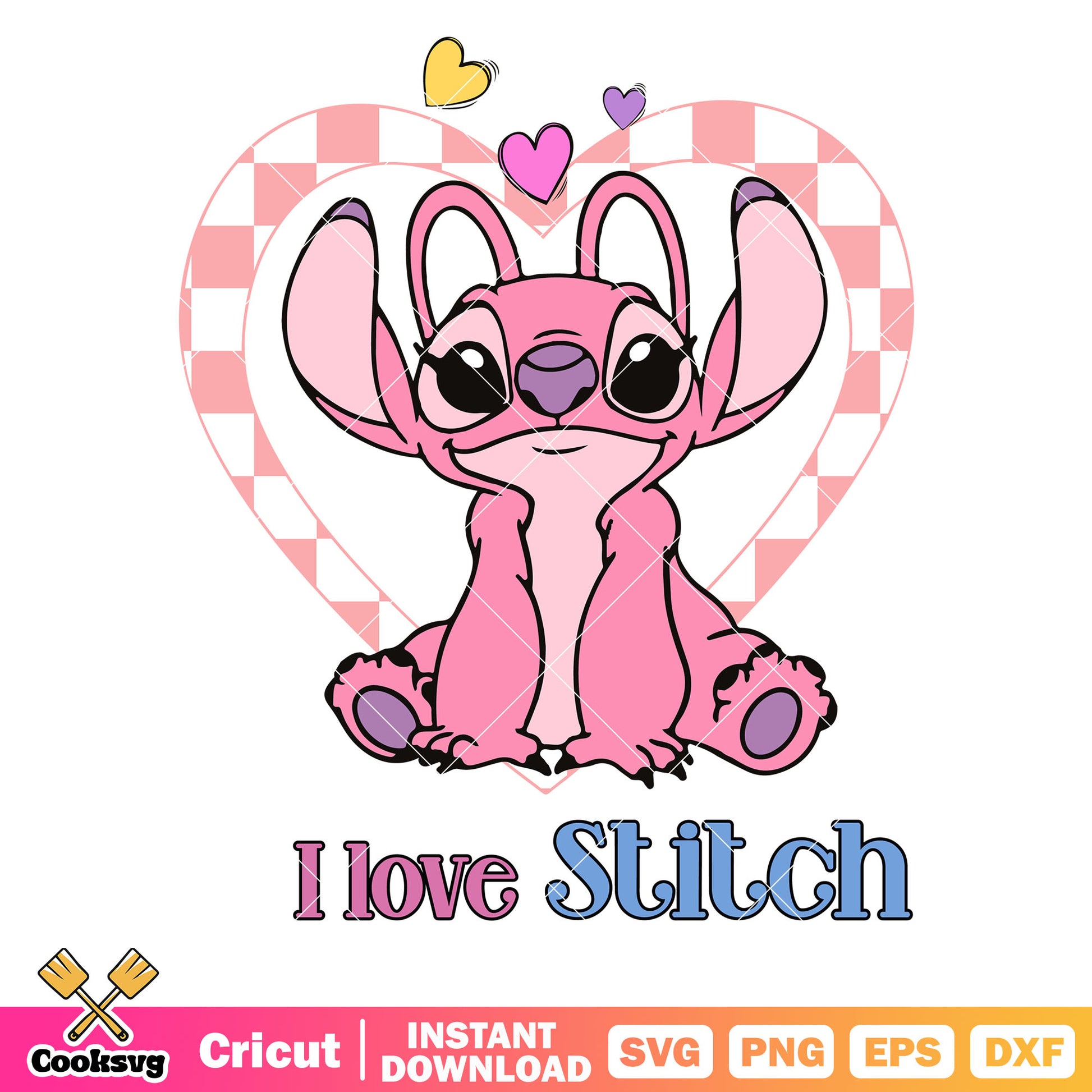 Disney pink angel I love stitch svg, valentine angel​ svg, angel stitch disney​ svg