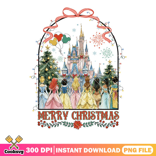 Disney princess castle merry png, merry christmas png, back view png