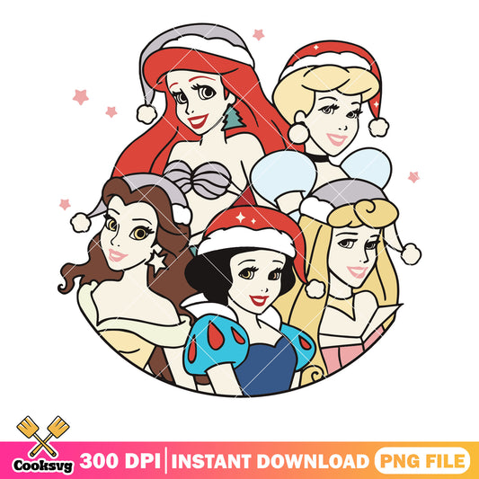 Disney princess chibi christmas png, santa hat png, circle art png