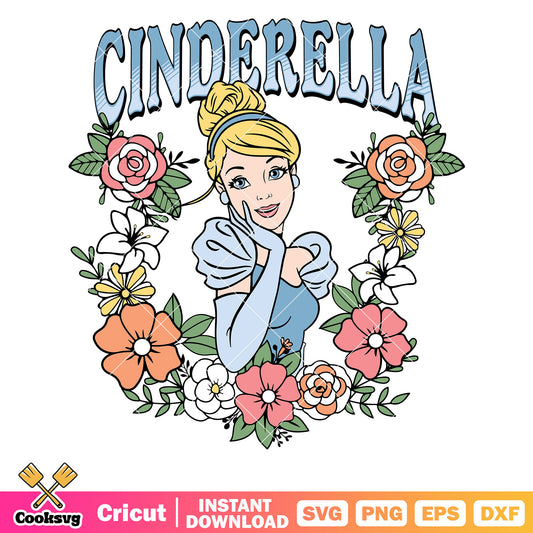 Disney princess cinderella flower svg, disney princess cinderella dress​ svg