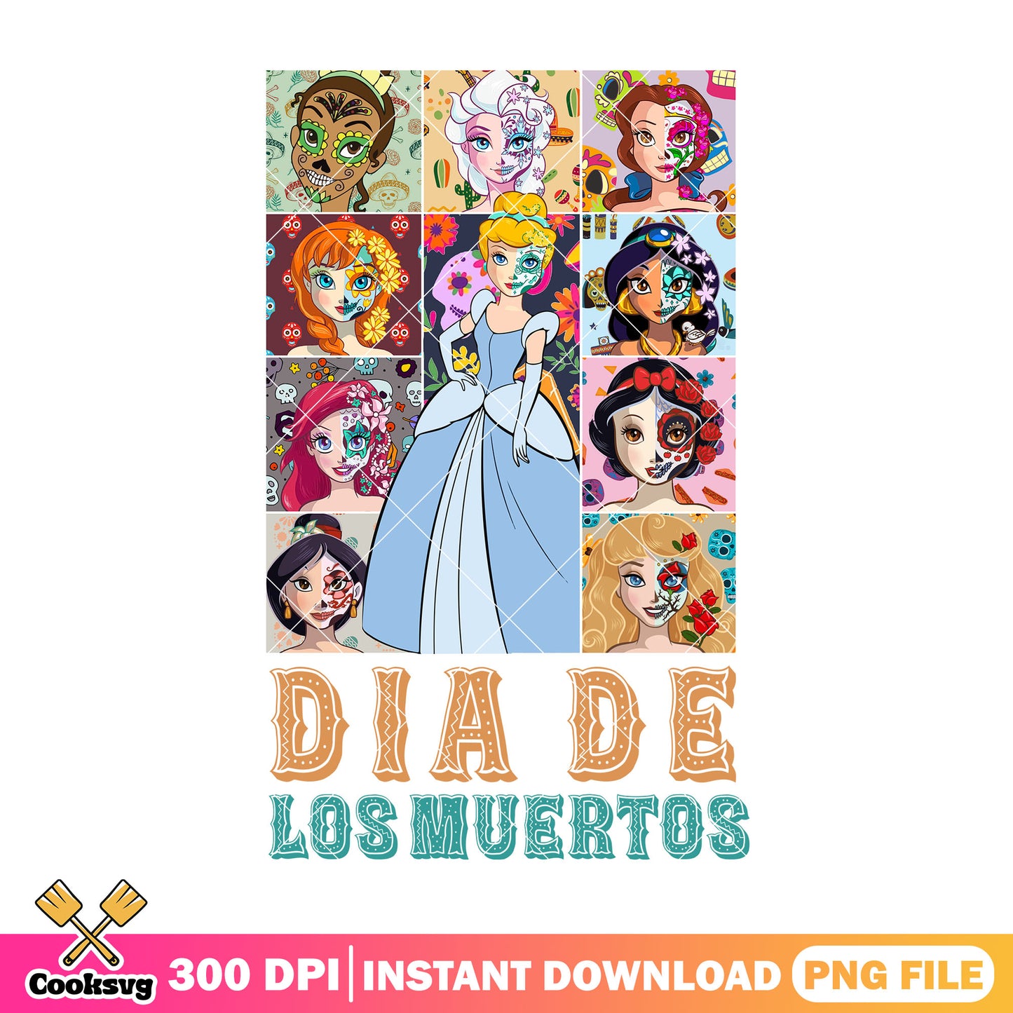Disney princess dia muertos png, princess cartoon png, horror disney png