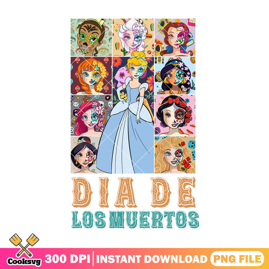 Disney princess dia muertos png, princess cartoon png, horror disney png