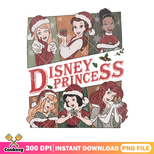 Disney princess vintage png, poster retro png, santa hat belle png