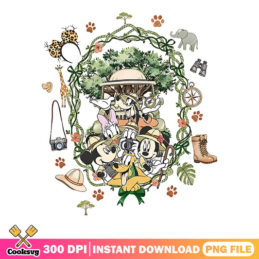 Disney safari png, mickey adventure png, jungle theme png