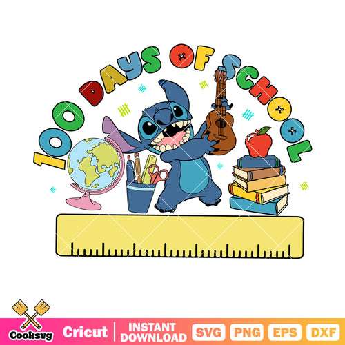 Disney stitch 100 days of school svg, disney stitch svg, 100 days of school svg