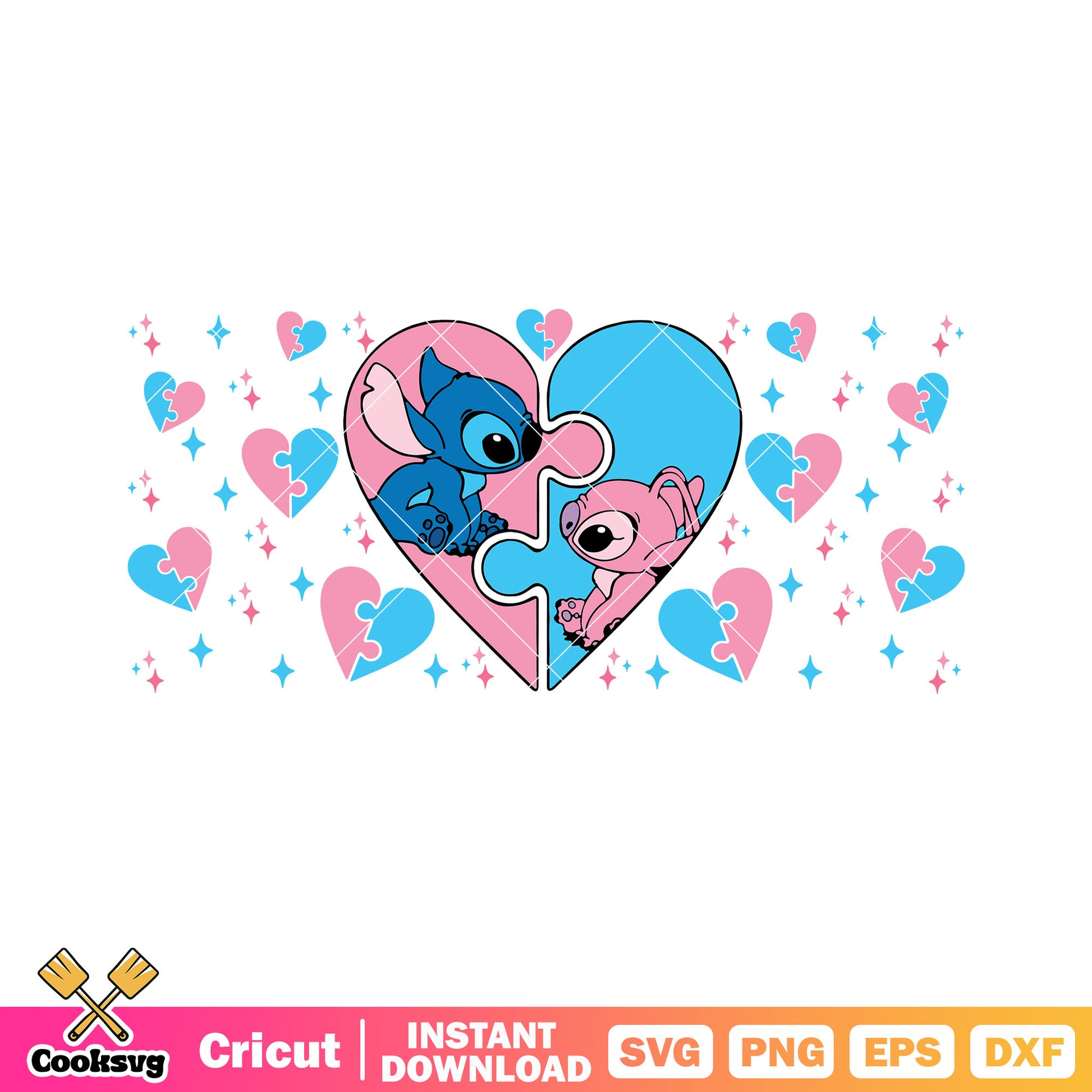 Disney stitch and angel true love svg, disney valentine svg, stitch valentine svg