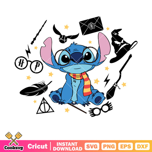 Disney stitch and harry potter svg, disney stitch svg, harry potter​ svg