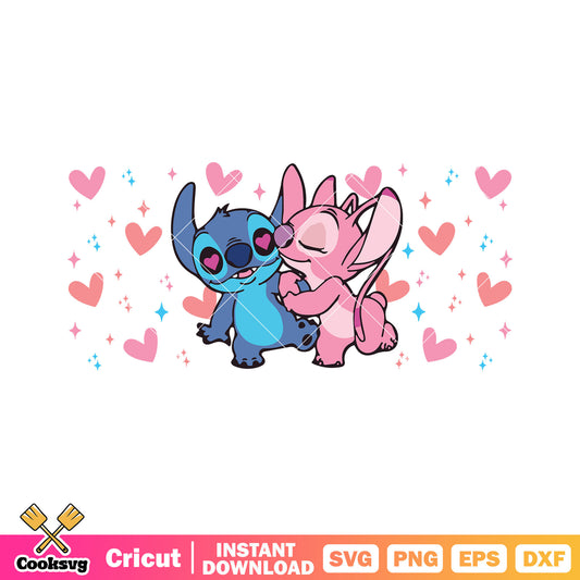 Disney stitch angel couple love valentine svg, stitch valentine​ svg