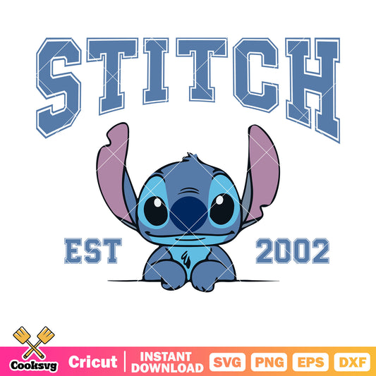 Disney stitch est 2002 svg design, disney stitch svg, stitch and lilo svg