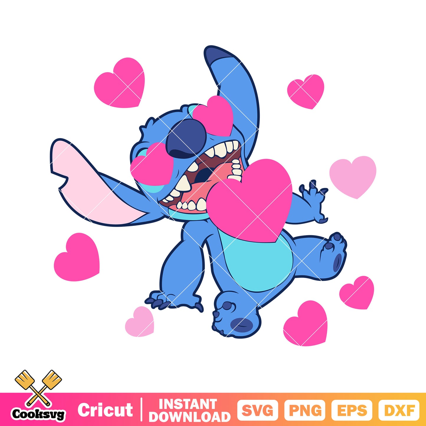 Disney stitch fall in love svg, stitch valentine svg, valentine day svg