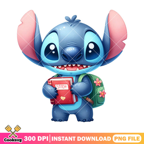 Disney stitch happy png, disney comic png, back to school decor png