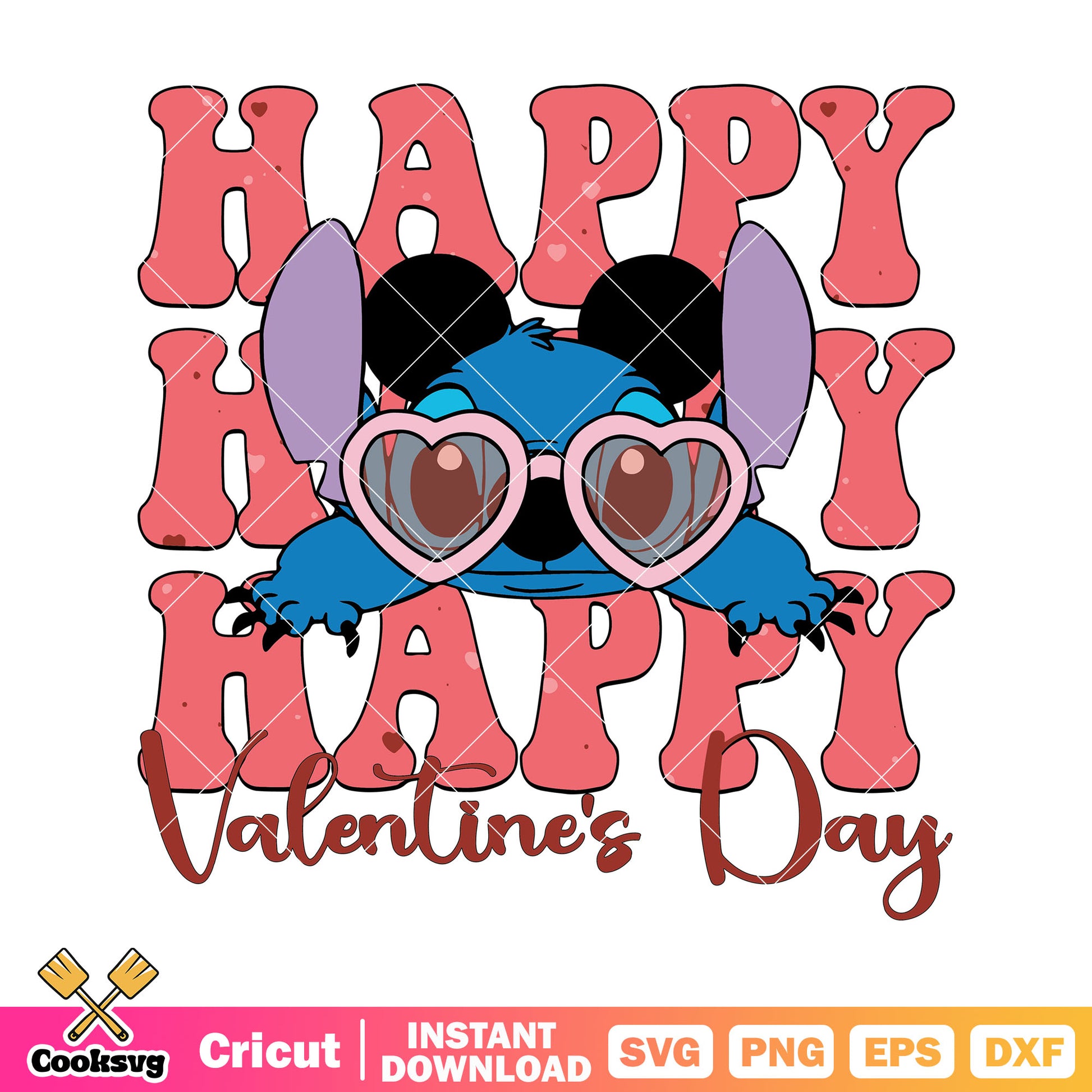 Disney stitch happy valentines day svg, happy valentine day svg