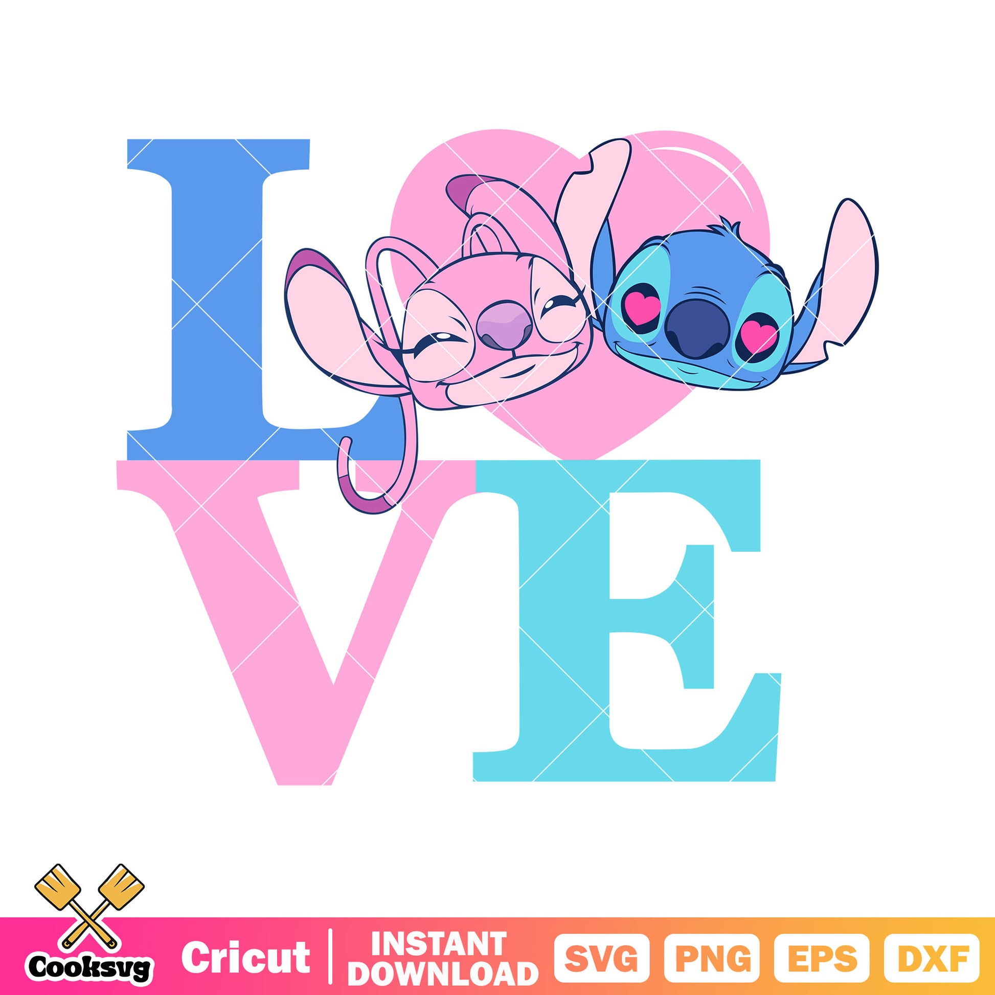 Disney stitch head love angel svg, stitch valentine svg, valentine day svg