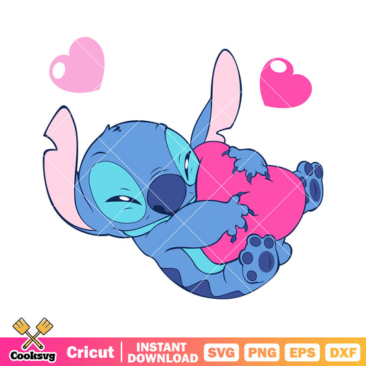 Disney stitch hug my love svg, stitch valentine svg, valentine day svg