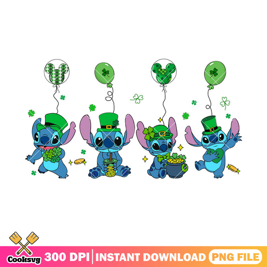 Disney stitch in patrick day png, stitch patrick day png