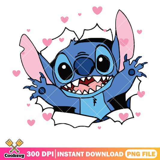 Disney stitch in valentine png, stitch valentine png, disney stitch png