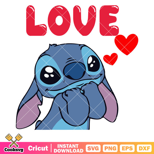 Disney stitch love valentine svg, stitch love love angel​ svg