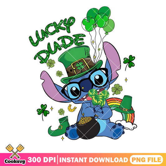 Disney stitch lucky dude png, disney stitch png, lucky stitch​ png
